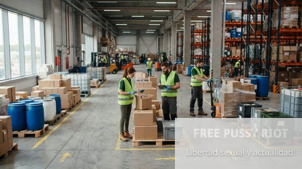 Equipo revisando la gestión de envases industriales en un almacén